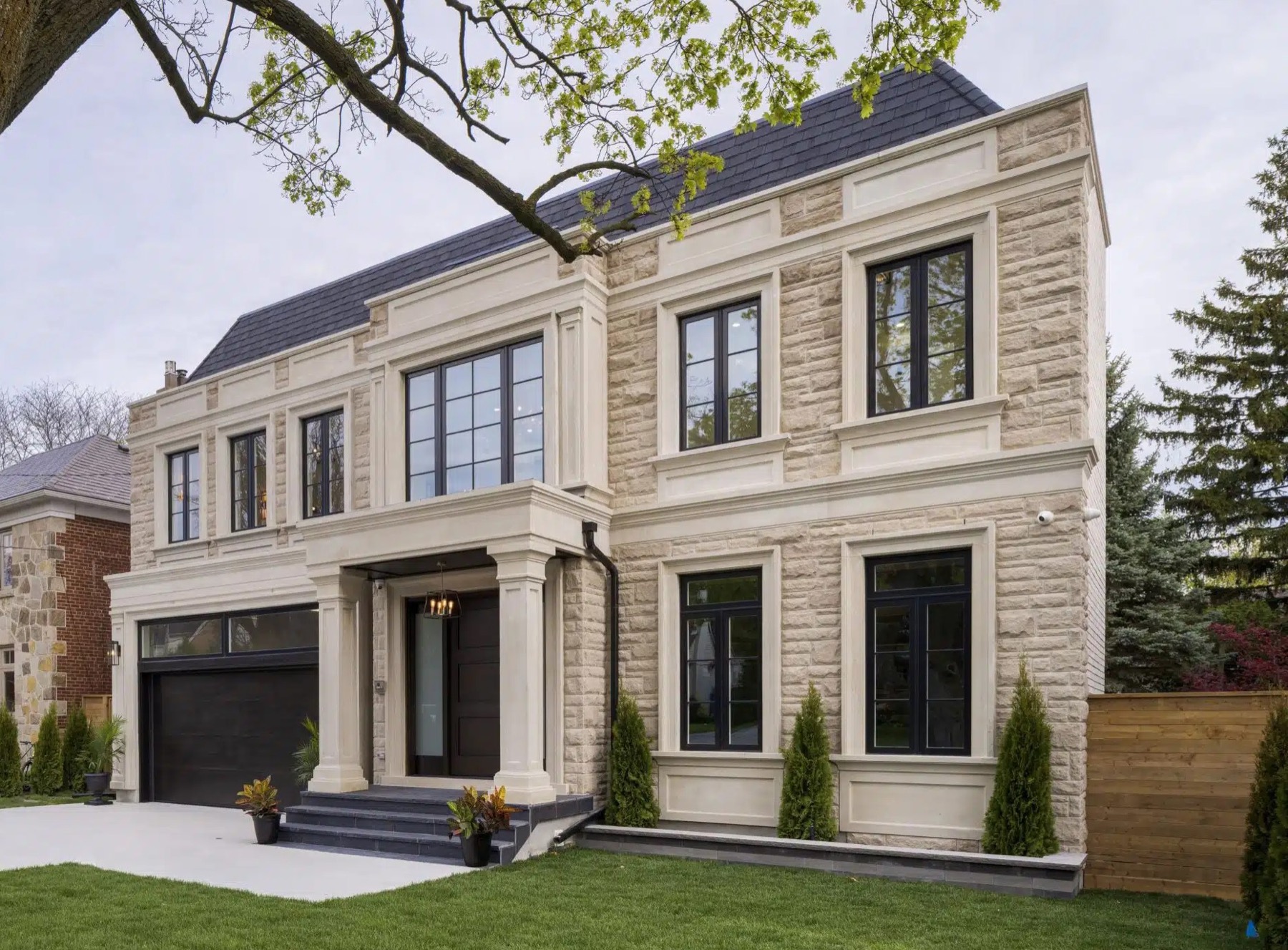 Finished limestone facade