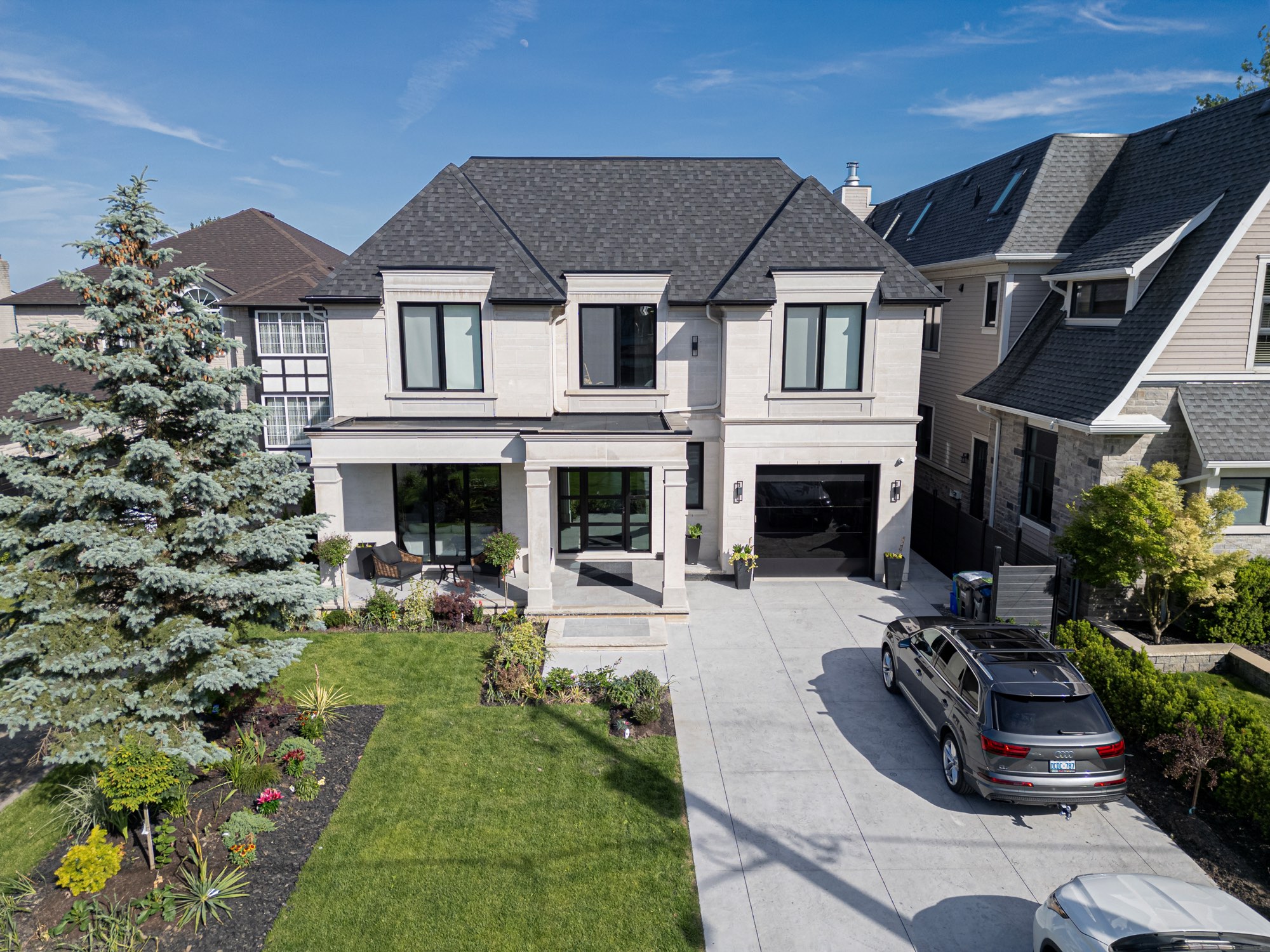 Finished stone and stucco facade